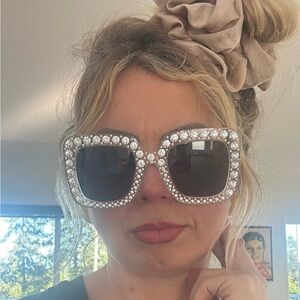 Sparkly, Glamorous, Square, Oversized Sunglasses